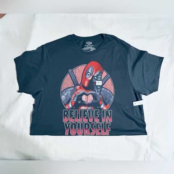 Marvel Deadpool Men's T-Shirt - "Believe in Yourself " Short Sleeve  3XL - Picture 5 of 6